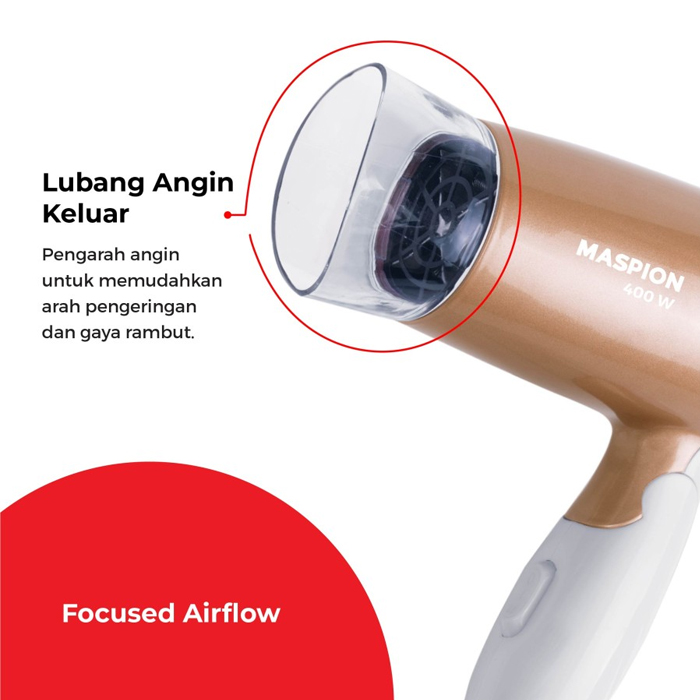 Maspion Hair Dryer Lipat 400 Watt - MHD103WG Gold